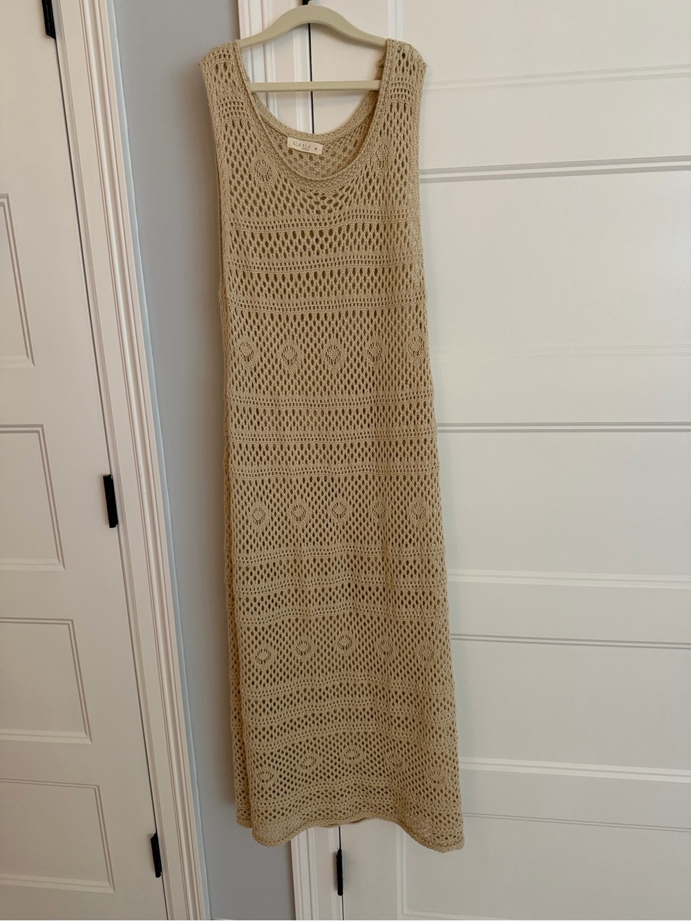 ILLA ILLA Beige Crochet Sleeveless Maxi Dress